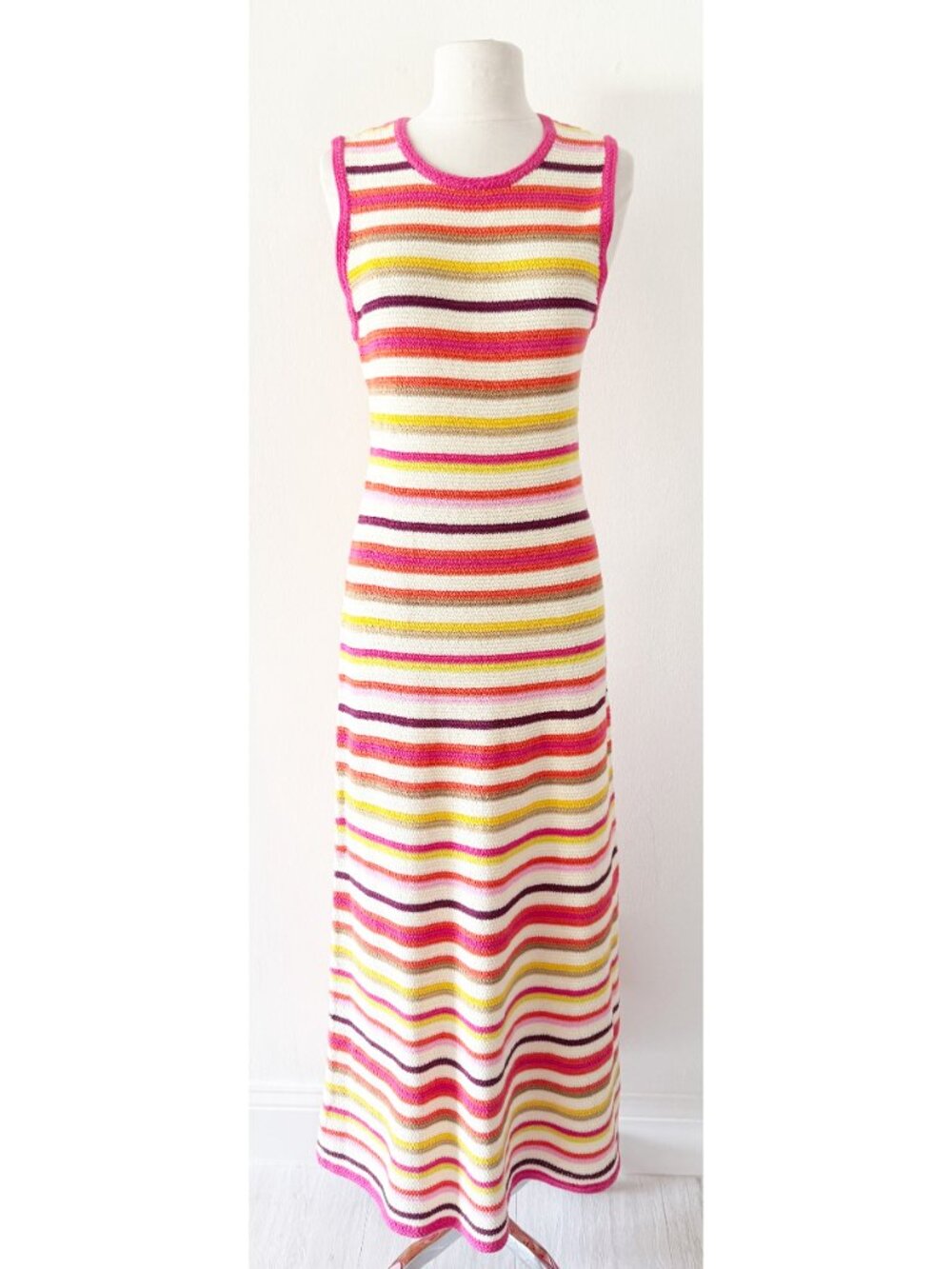 NEW Banjanan Knit Striped Sleeveless Long/Maxi Dress Size Medium (M)